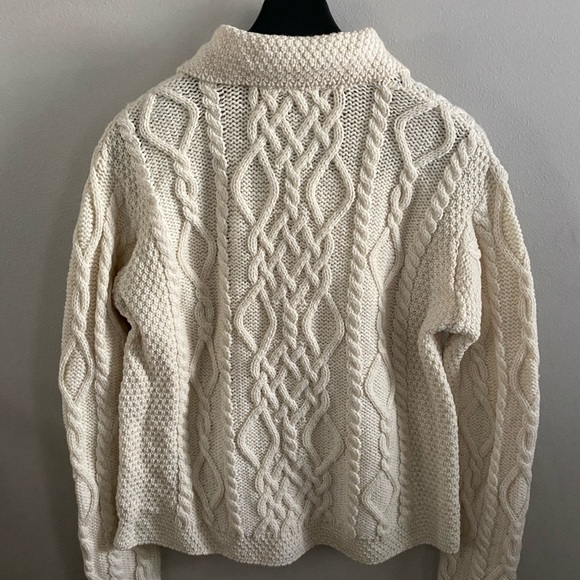 Merino Wool Cable Knit Cardigan Sweater - Picture 5 of 12